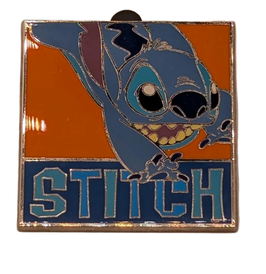 Disney Pin Back Button Stitch Square Orange Background 2012