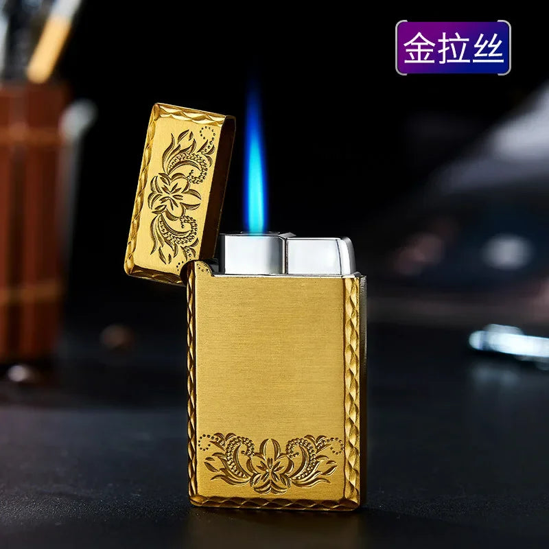 Windproof Waterproof Metal Lighter Electroplated Dragon Embossed Pattern Red Fire Direct Cigar Lighter Men Smoke Accesoires