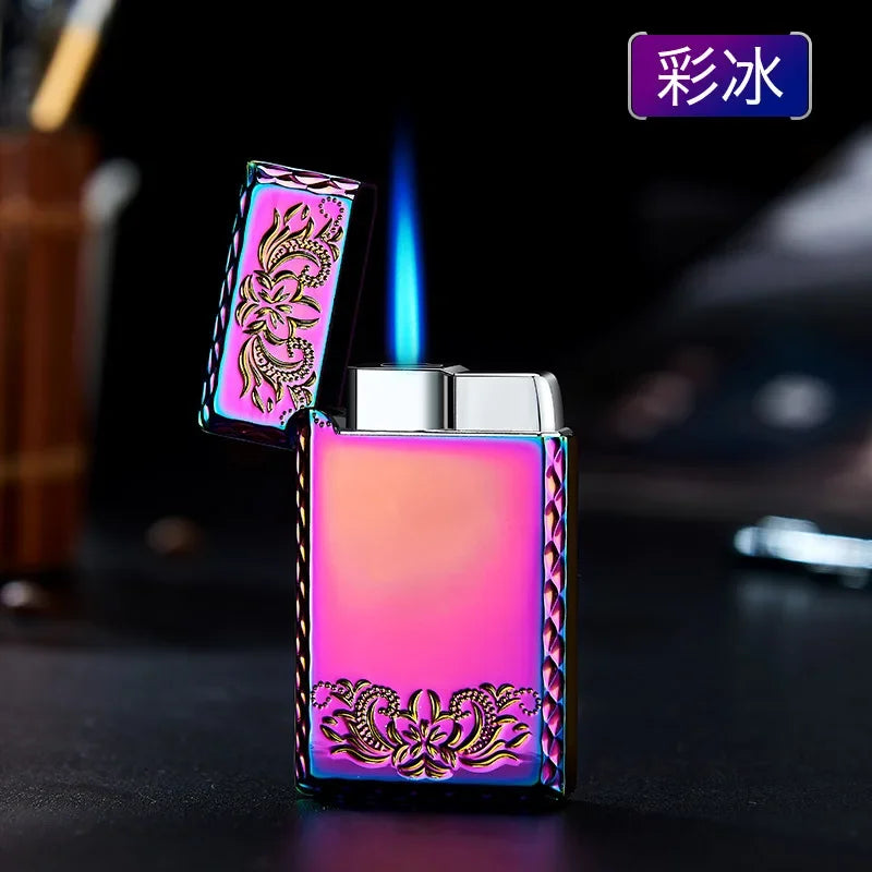 Windproof Waterproof Metal Lighter Electroplated Dragon Embossed Pattern Red Fire Direct Cigar Lighter Men Smoke Accesoires