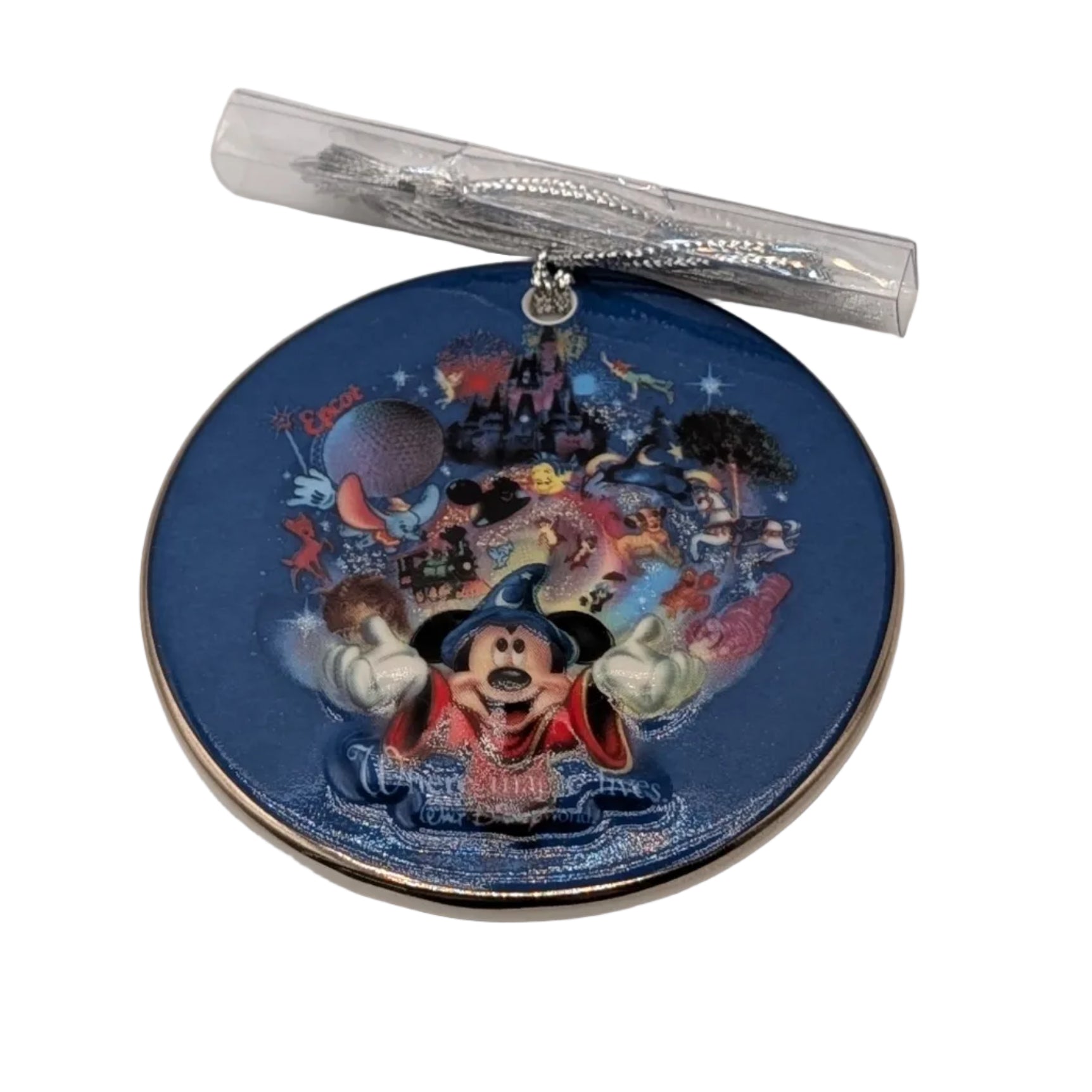Sorcerer's Apprentice "Where Magic Lives" ceramic disc ornament. 