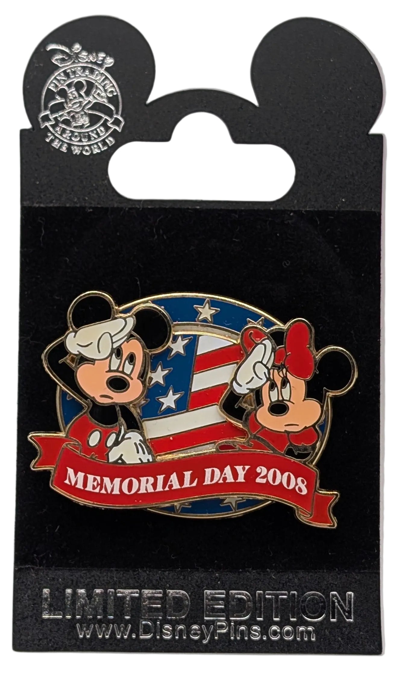 WDW Memorial Day 2008 Mickey Minnie Saluting Salutes LE 2000 Pin